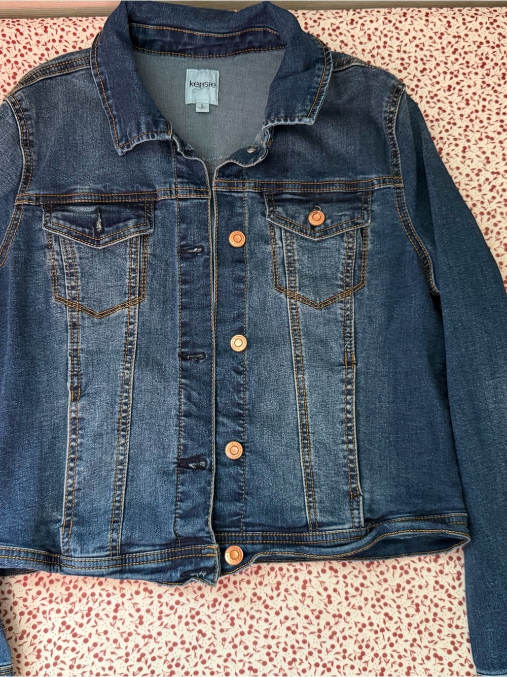 Kensie Two-Tone Dark Blue Denim Jacket